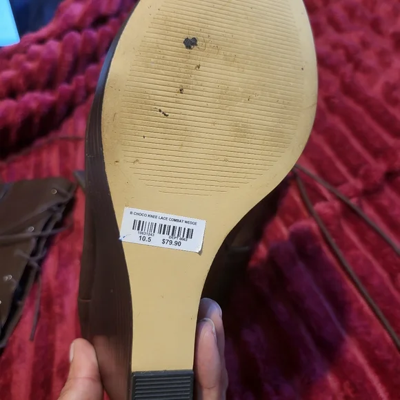 EUC: Torrid B Choco Knee Lace Combat Wedge Boot - Picture 4 of 17